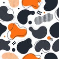 Liquid irregular shapes. Abstract pattern. Amorphous ovals. Fluid jelly silhouettes. Orange and gray blotches Royalty Free Stock Photo