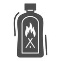 Liquid for kindling fire solid icon, picnic concept, Fire firing fluid sign on white background, Fluid to kindle fire Royalty Free Stock Photo