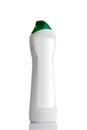White plastic bottle with liquid laundry detergent, cleaning agent, bleach or fabric softener Royalty Free Stock Photo
