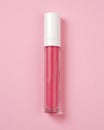 Liquid lipstick Lip gloss in elegant glass bottle with white lid.