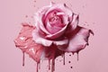 liquid makeup or paint on a rose, AI generated