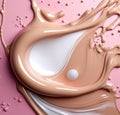 Liquid makeup with splash of milk and foundation. Generative AI Royalty Free Stock Photo