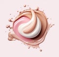 Liquid makeup with splash of milk and foundation. Generative AI