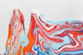 Liquid marbling acrylic paint background. Fluid painting abstract texture
