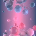 Liquid metaballs organic structure. Trendy holographic floating blobs. 3d rendering digital illustration