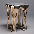 Liquid Metal End Table With Abstract Zbrush Design