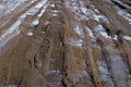 Liquid mud on a dirt road.Car tire tracks Royalty Free Stock Photo