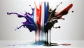 Liquid Paint Colors of Thailand Flag Dripping and Explosion Abstract Art on Dark Background Generative AI Royalty Free Stock Photo