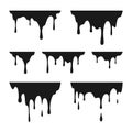 Liquid paint drops. Black melt drips. Graffiti splatter borders pattern. Vector illustration isolated on white background Royalty Free Stock Photo