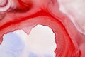 Liquid Painting texture decoration with art acrylic poster design. Abstract background with watercolor stain red Royalty Free Stock Photo