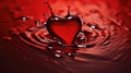 Liquid Passion: artistic images of a red heart droplet falling into water, expressing passion and romance through fluid Royalty Free Stock Photo