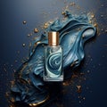 Captivating Hyperrealistic Illustration Of Dark Navy Perfume Bottle