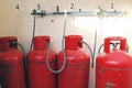 liquid petroleum gas (LPG) cylinders stored in a chamber