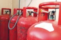 liquid petroleum gas (LPG) cylinders stored in a chamber