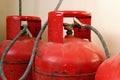 liquid petroleum gas (LPG) cylinders stored in a chamber