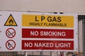 Liquid petroleum gas LPG pipe line safety caution board