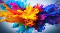liquid rainbow-colored paint that explodes in splashes