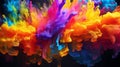 liquid rainbow-colored paint that explodes in splashes