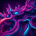 Liquid rainbow space illustration holographic 3D abstract shapes wallpaper Royalty Free Stock Photo