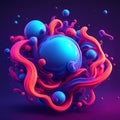 Liquid rainbow space illustration holographic 3D abstract shapes wallpaper Royalty Free Stock Photo