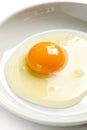 Liquid raw egg, white dish, closeup, food Royalty Free Stock Photo