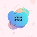 Liquid 80s style abstract geometric badge background with memphis line element. Retro color gradient fluid dynamic shape vector Royalty Free Stock Photo