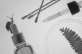 Liquid serum in a bottle with a pipette. Skin care concept In black and white Royalty Free Stock Photo