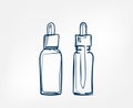 Liquid serum cosmetics jars line art sketch outline isolated design element cosmetics vector
