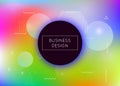 Liquid shapes background with dynamic fluid. Holographic bauhaus gradient with memphis elements. Royalty Free Stock Photo