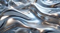 Liquid silver with smooth, flowing waves. Shiny metallic texture. Abstract background. Ai Generated Royalty Free Stock Photo