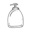 Liquid soap bottle. Vector illustration dishwashing liquid. Pump bottle. Soap dispenser mockup, cosmetic lotion bottle blank. Royalty Free Stock Photo