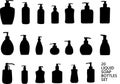 Liquid Soap Bottles Silhouette Set of 20 Royalty Free Stock Photo