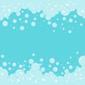 Liquid soap bubbles vector background and foam border. Suds illustration