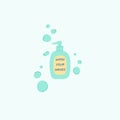 Liquid soap icon with bubbles and lettering Wash Your Hands. Royalty Free Stock Photo