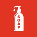 The liquid soap icon. Hand wash symbol. Flat