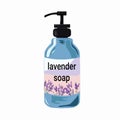 Liquid soap with lavender in a bottle with a dispenser. Royalty Free Stock Photo