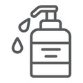 Liquid soap line icon, cosmetic and care, dispenser pump sign, vector graphics, a linear pattern on a white background. Royalty Free Stock Photo