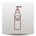 Liquid soap line icon on a realistic paper background wit Royalty Free Stock Photo