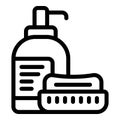 Liquid and solid soap icon outline vector. Hygienic natural foaming cleanser Royalty Free Stock Photo