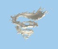 Liquid spinning twisted white milk splash isolated on background