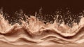 Liquid Splash Creamy Wave, Brown Background, Digital Art, Chocolate Milk, Fluid Dynamics Liquid Splash,Fluid Dynamics Royalty Free Stock Photo