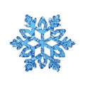 Liquid translucent snowflake made of crystal blue water isolated on white background. 3d render. Royalty Free Stock Photo