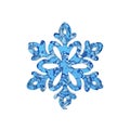 Liquid translucent snowflake made of crystal blue water isolated on white background. 3d render. Royalty Free Stock Photo