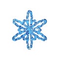 Liquid translucent snowflake made of crystal blue water isolated on white background. 3d render.