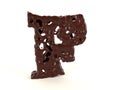 Letter F shaped liquid chocolate