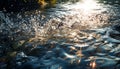 Liquid wave beauty, reflecting yellow sunset light generated by AI
