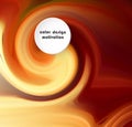Liquid waves abstract composition. Orange yellow background with wave lines. Trendy webpage template with liquid shape