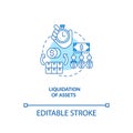 Liquidation of assets blue concept icon