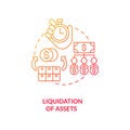 Liquidation of assets red gradient concept icon