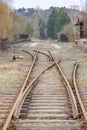 liquidation of old tracks on the canceled Railway Line, Czech Republic Royalty Free Stock Photo